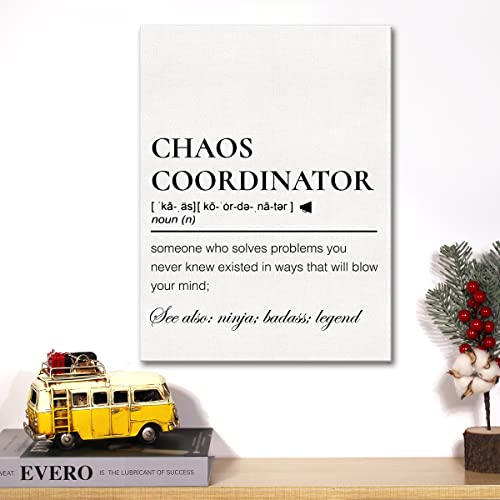 Chaos Coordinator Canvas Wall Art Gifts Motivational School Counselor Definition Canvas Print Painting Therapy Office Wall Decor Framed Gift 12x15 Inch