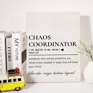 Chaos Coordinator Canvas Wall Art Gifts Motivational School Counselor Definition Canvas Print Painting Therapy Office Wall Decor Framed Gift 12x15 Inch