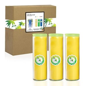 cocosoy jumbo glass organic candles, 9-day devotional prayer sanctuary candles. great for religious, memorial, vigils, prayers, blessing. botanical coconut soy wax, set 3 yellow candles