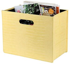 hofferruffer magazine basket holder, foldable magazine rack, document file holder organizer, file folder, newspaper storage bin organizer for home or office, home or office (yellow)