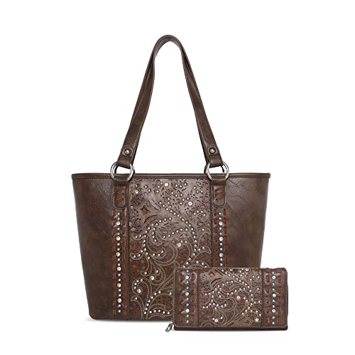 Montana West Western Handbag for Women Vegan Leather Purse Tooled Tote Bag MW1062G-8317CF