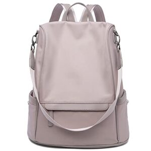 lecxci womens large multi-purpose fashion oxford fabric handbag crossbody travel bag hiking daily backpacks(style3,mauve)