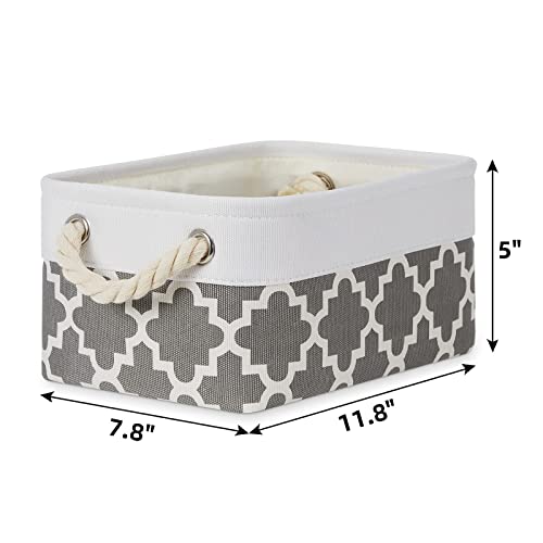 Bidtakay Baskets Set Fabric Storage Bins-White&Quatrefoil Grey Bundled Baskets of 3 Medium Baskets 15" X 11" X 9.5" + 6 Small Baskets 11.8" X 7.8" X 5" for Shelves, Organizing