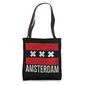 flag of amsterdam netherlands holland tote bag