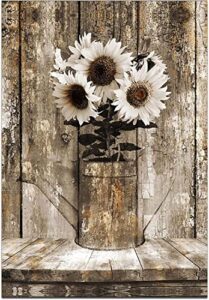 farmhouse wall decor canvas wall art rustic floral country sunflower 16″x24″ home decor for bedroom livingroom rustic decor artwork poster (unframed)
