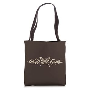 brown butterfly tattoo fairycore dark grunge y2k aesthetic tote bag