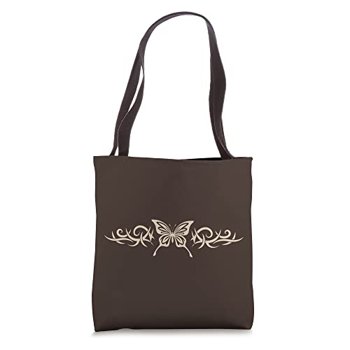 Brown Butterfly Tattoo Fairycore Dark Grunge y2k Aesthetic Tote Bag