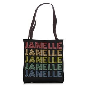 womens janelle wordmark pattern personalized name retro tote bag