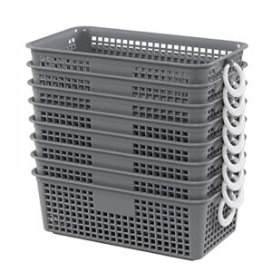 jandson 6 packs grey woven plastic storage basket, small pantry organizer bin, r