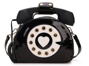 women chain shoulder bags telephone shape purses handbags fashion crossbody bags top-handle totes (black,womens,large)