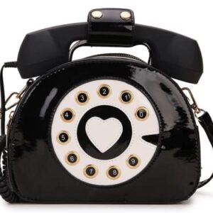 Women Chain Shoulder Bags Telephone Shape Purses Handbags Fashion Crossbody Bags Top-Handle Totes (black,womens,Large)