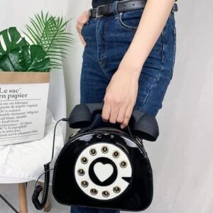Women Chain Shoulder Bags Telephone Shape Purses Handbags Fashion Crossbody Bags Top-Handle Totes (black,womens,Large)