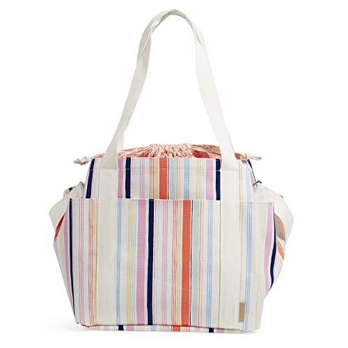 Vera Bradley Women's Deluxe Canvas Tote Bag, Seaside Stripe Multi, One Size