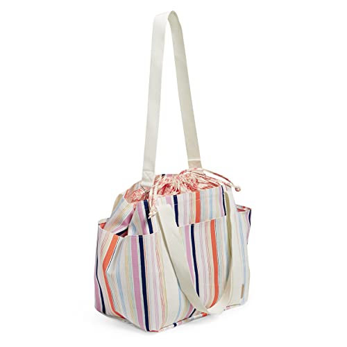 Vera Bradley Women's Deluxe Canvas Tote Bag, Seaside Stripe Multi, One Size