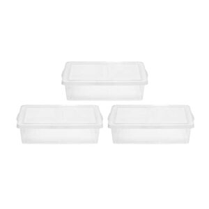 iris usa 26 quart see through clear plastic snap top gasket box tote stackable storage container bins with snap tight lid, 3 pack