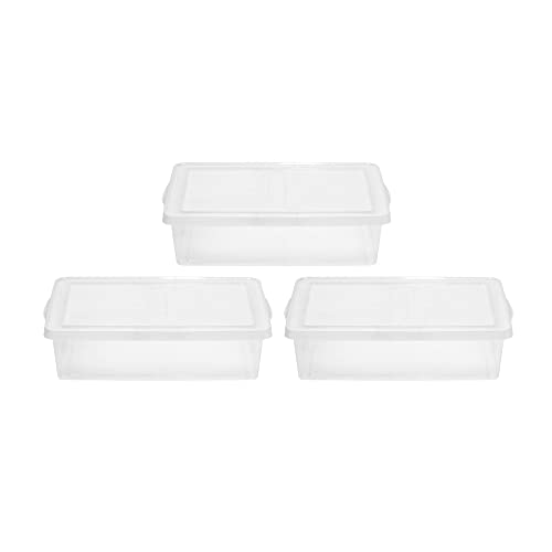 IRIS USA 26 Quart See Through Clear Plastic Snap Top Gasket Box Tote Stackable Storage Container Bins with Snap Tight Lid, 3 Pack