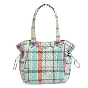vera bradley women’s cotton glenna satchel purse, pastel plaid – recycled cotton, one size