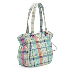 Vera Bradley Women's Cotton Glenna Satchel Purse, Pastel Plaid - Recycled Cotton, One Size