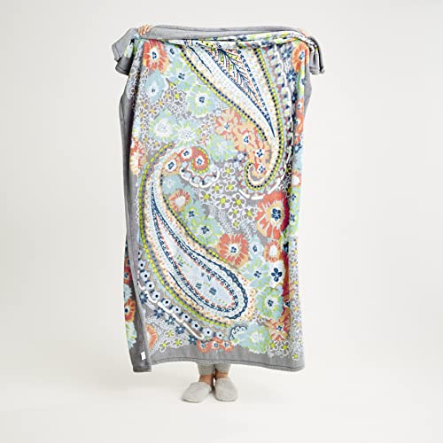Vera Bradley Women's Fleece Plush Throw Blanket, Citrus Paisley, 80 X 50