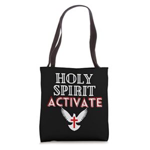 holy spirit activate – funny christian religious tote bag
