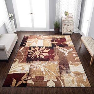 blue nile mills | contemporary abstract floral vines pattern | indoor area rug | jute backing | perfect for hallways | entryway | living room | carpet cover | floor décor | super soft | 8′ x 10′
