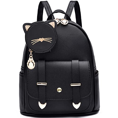 I IHAYNER Girls Fashion Backpack Mini Backpack Purse for Women Cute Leather Small Backpack Purse for Teen Girls Bookbag Satchel Bags Black