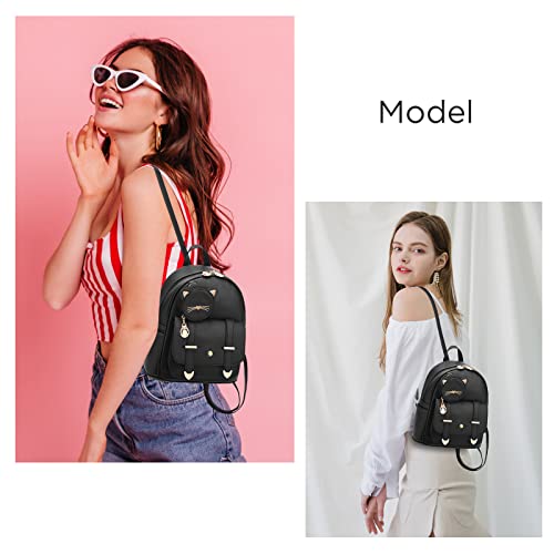 I IHAYNER Girls Fashion Backpack Mini Backpack Purse for Women Cute Leather Small Backpack Purse for Teen Girls Bookbag Satchel Bags Black