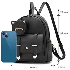 I IHAYNER Girls Fashion Backpack Mini Backpack Purse for Women Cute Leather Small Backpack Purse for Teen Girls Bookbag Satchel Bags Black