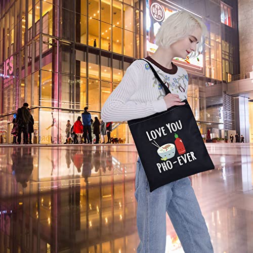 VAMSII Love You Pho ever Tote Bag Pho Lover Gifts Shopping Bag Funny Pho Gifts Food Pun Gifts Pho Fan Gifts Vietnamese Pho Soup Gifts (Tote Bag)