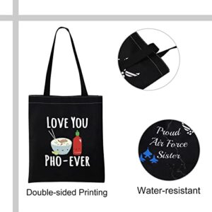 VAMSII Love You Pho ever Tote Bag Pho Lover Gifts Shopping Bag Funny Pho Gifts Food Pun Gifts Pho Fan Gifts Vietnamese Pho Soup Gifts (Tote Bag)