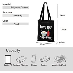 VAMSII Love You Pho ever Tote Bag Pho Lover Gifts Shopping Bag Funny Pho Gifts Food Pun Gifts Pho Fan Gifts Vietnamese Pho Soup Gifts (Tote Bag)