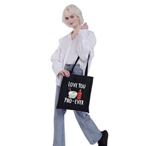 VAMSII Love You Pho ever Tote Bag Pho Lover Gifts Shopping Bag Funny Pho Gifts Food Pun Gifts Pho Fan Gifts Vietnamese Pho Soup Gifts (Tote Bag)