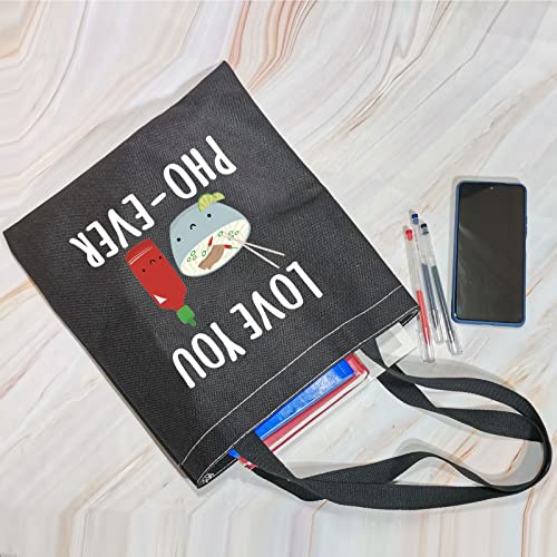 VAMSII Love You Pho ever Tote Bag Pho Lover Gifts Shopping Bag Funny Pho Gifts Food Pun Gifts Pho Fan Gifts Vietnamese Pho Soup Gifts (Tote Bag)