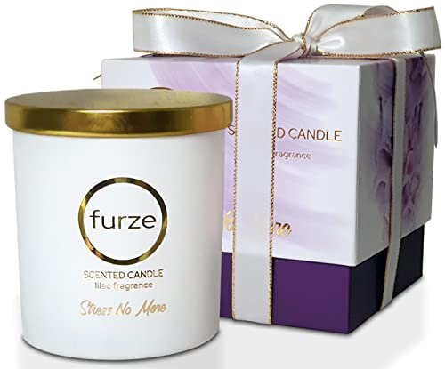 Stress No More | Premium Quality Scented Candle | Highly Scented with Fascinating Lilac Fragrance | 12.3oz 100% Natural Soy Wax | 50H Long Burning Time | Scented Candles Gifts for Women & Men