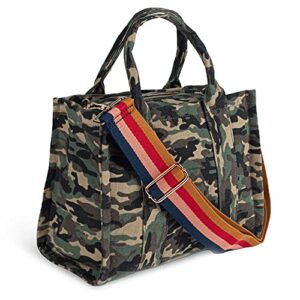 meejune women canvas tote handbags casual shoulder work bag crossbody (multi)