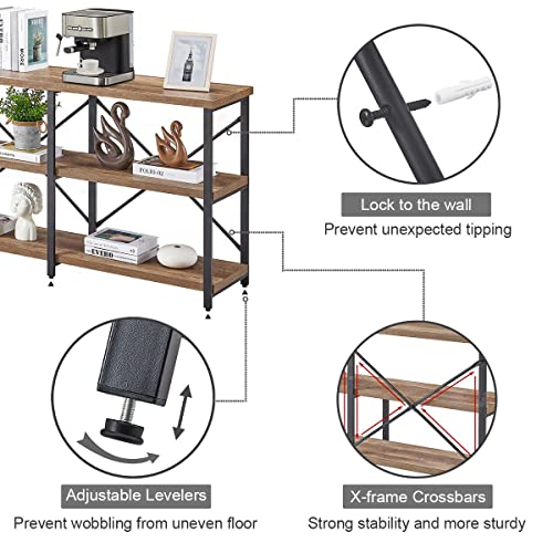 BON AUGURE Rustic Sofa Console Table with Shelves for Entryway, Farmhouse Behind Couch Table for Living Room, Industrial Entry Table for Hallway (55 Inch, Vintage Oak)