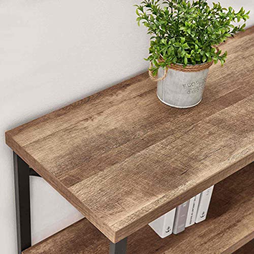 BON AUGURE Rustic Sofa Console Table with Shelves for Entryway, Farmhouse Behind Couch Table for Living Room, Industrial Entry Table for Hallway (55 Inch, Vintage Oak)