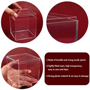 Kamehame Acrylic Boxes for Display 3 Pack Clear Plastic Square Cube, 3.3x3.3x3.3Inch/85x85x85mm Small Acrylic Box with Lid, Candy Pill and Tiny Jewelry Storage Boxes Organize Containers