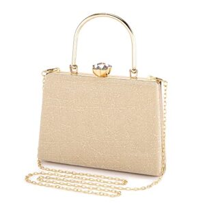 Ayliss Women Evening Handbag Top Handle Wedding Clutch Purse Bag Crossbody Tote Shoulder Handbags Cocktail Prom Frosted (Small, Champagne)