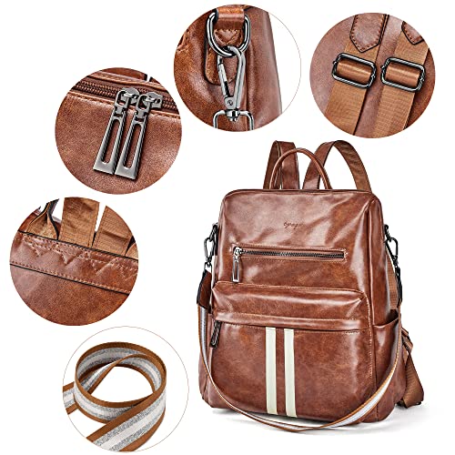 OPAGE Leather Backpack Purse for Women Fashion Designer Ladies Shoulder bags Travel Backpack