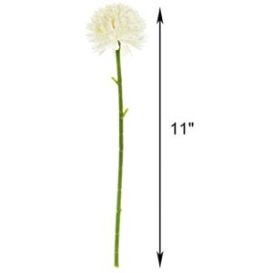 Tinsow 12 Pcs Artificial Flowers Faux Ball Chrysanthemum Bouquet Silk White Flowers Bridal Wedding Bouquet for Home Garden Party Wedding Decoration (White, 12)