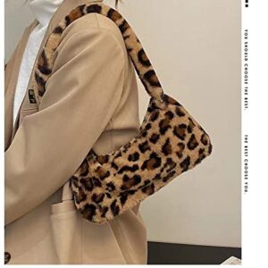 FASHLOVE Plush Underarm Bag Ladies Fluffy Shoulder Bag,Women Hairy Purse Fluffy Tote Bag for Autumn and Winter,Khaki