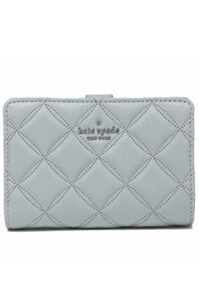 kate spade natalia quilted leather medium compact bifold wallet in brushed steel