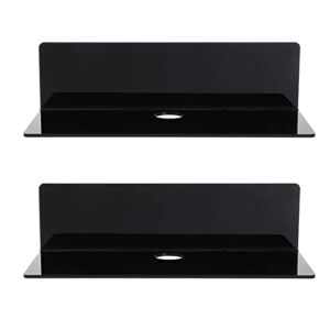 Scicalife Black Metal Bookshelf 2pcs Wall Shelf Speaker Shelf Acrylic Small Wall Shelf Speaker Mount Speaker Stand for Webcam Mesh WiFi Mesh Router Toy Plants Display Black Speakers Stands