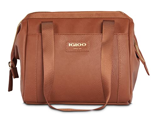 Igloo 15-can Premium Luxe Softsided Satchel Bag, Cognac