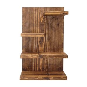 nala’s world farmhouse rustic shelf wall mounted wood storage handcrafted organizer rack for bathroom, living room, kitchen (dark walnut)