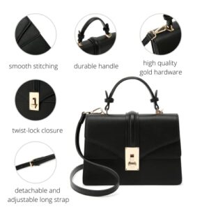 Scarleton Handbags for Women, Crossbody Bags for Women, Structured Mini Satchel Purses, Top Handle Shoulder Bag Medium, H207701L - Black