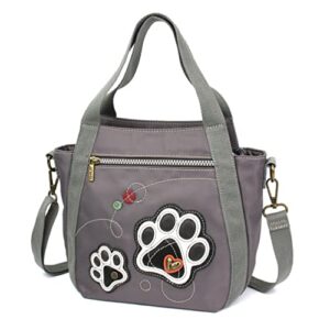 chala group chala handbags paw print cv venture mini carryall handbag, crossbody dog lovers, grey