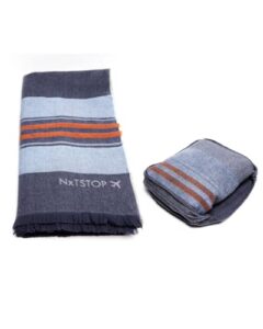 nxtstop packable airplane travel blanket – soft, machine washable travleisure – compact lightweight cotton throw blanket with attached pouch