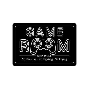 game room sign rustic wall decor tin metal sign gameroom signs home vintage decorations games arcade retro video gamer art accessories gaming tin plaque gift (game room black)
